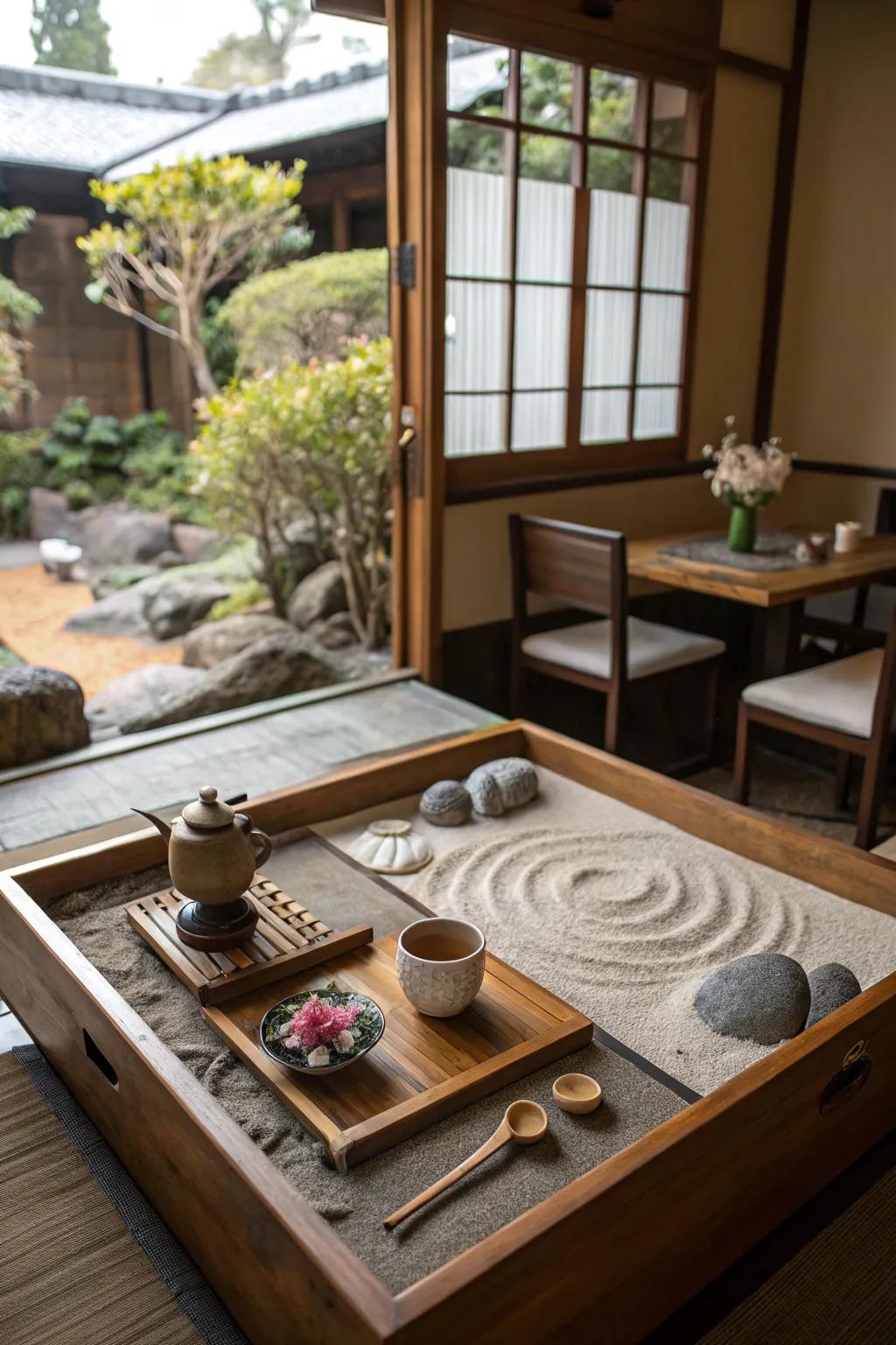 Zen details add calm and focus to your tea room.