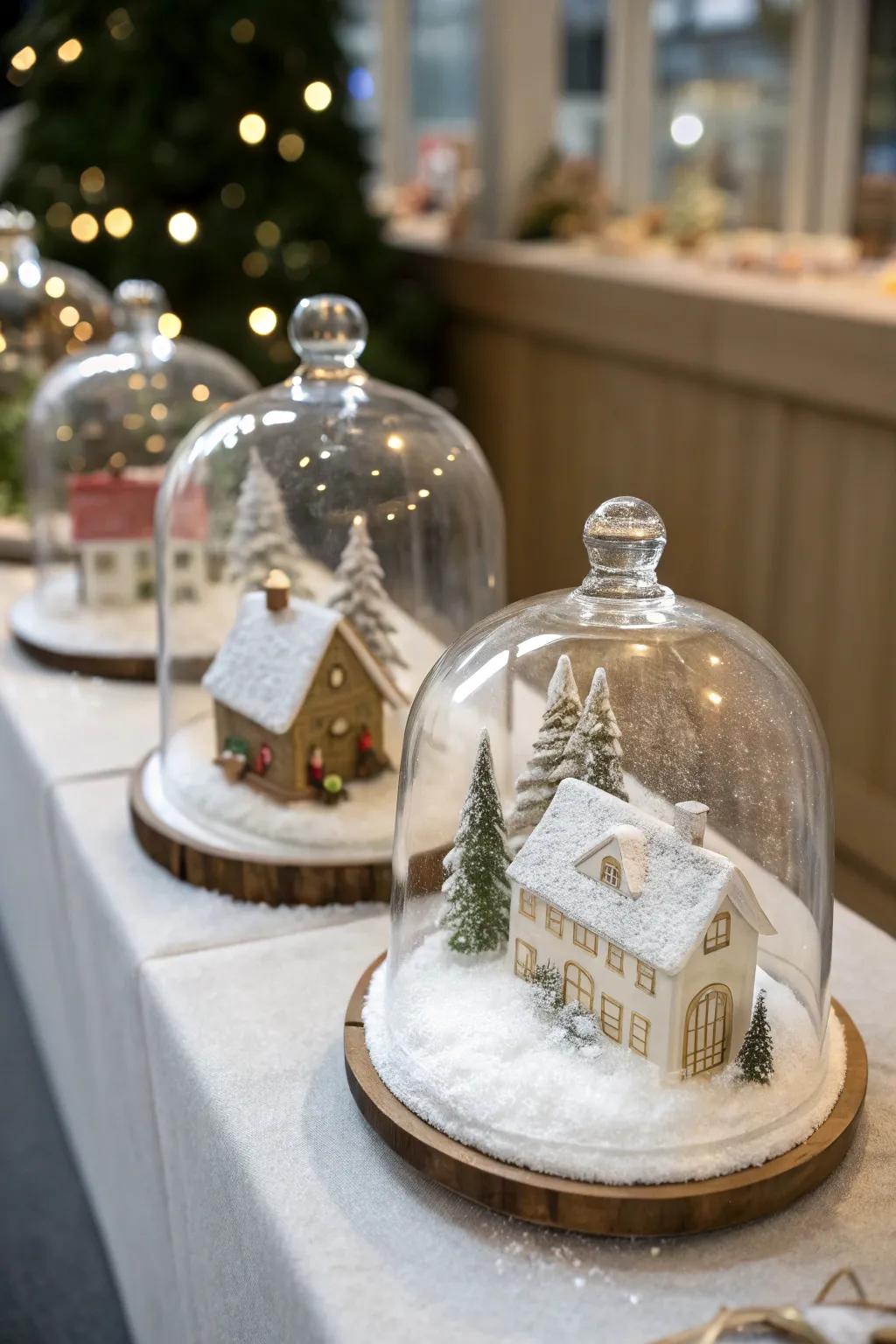 Glass cloches add sophistication to your village display.