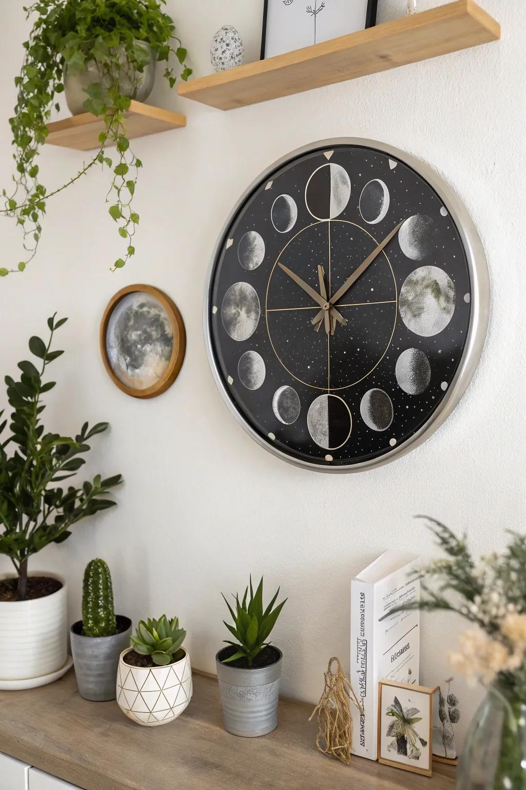 An outer space inspired timepiece that keeps time in galaxy style.