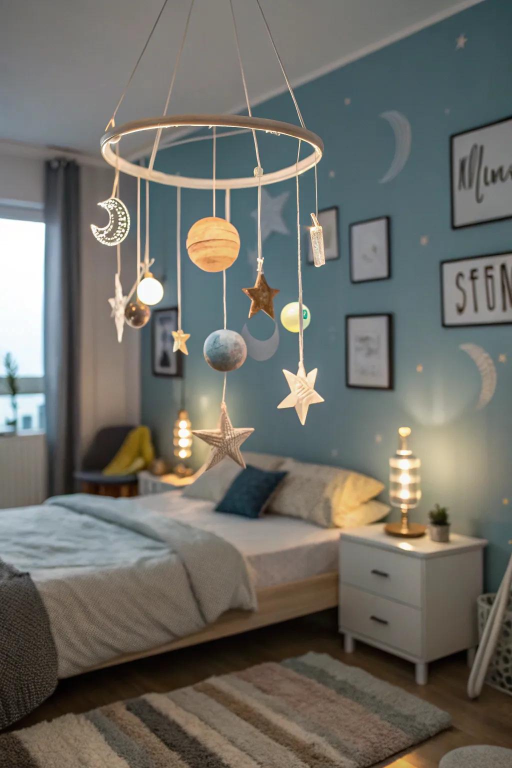 A celestial suspension introduces movement and wonder to your space.