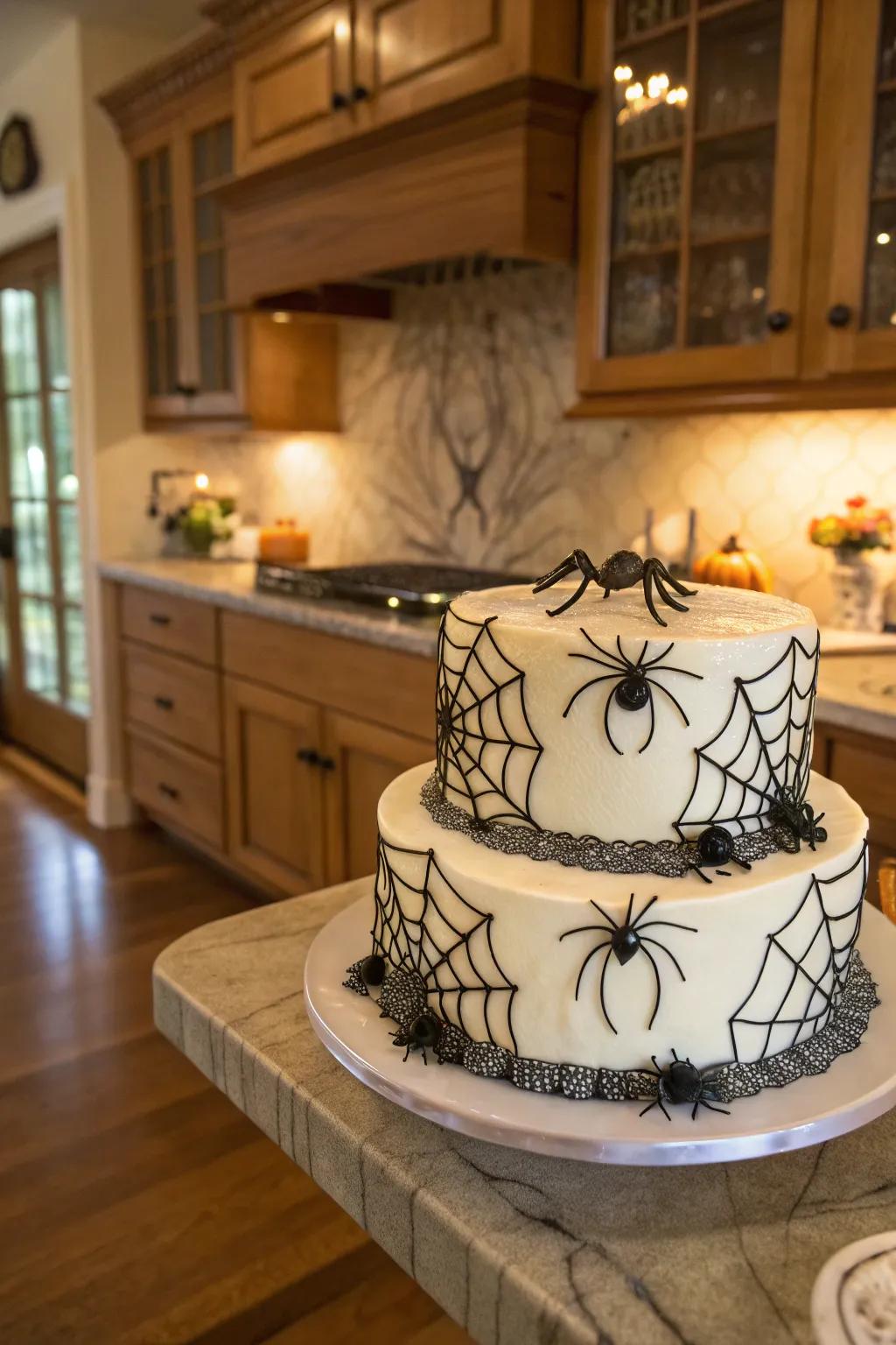 Intricate fondant accents elevate this cake.