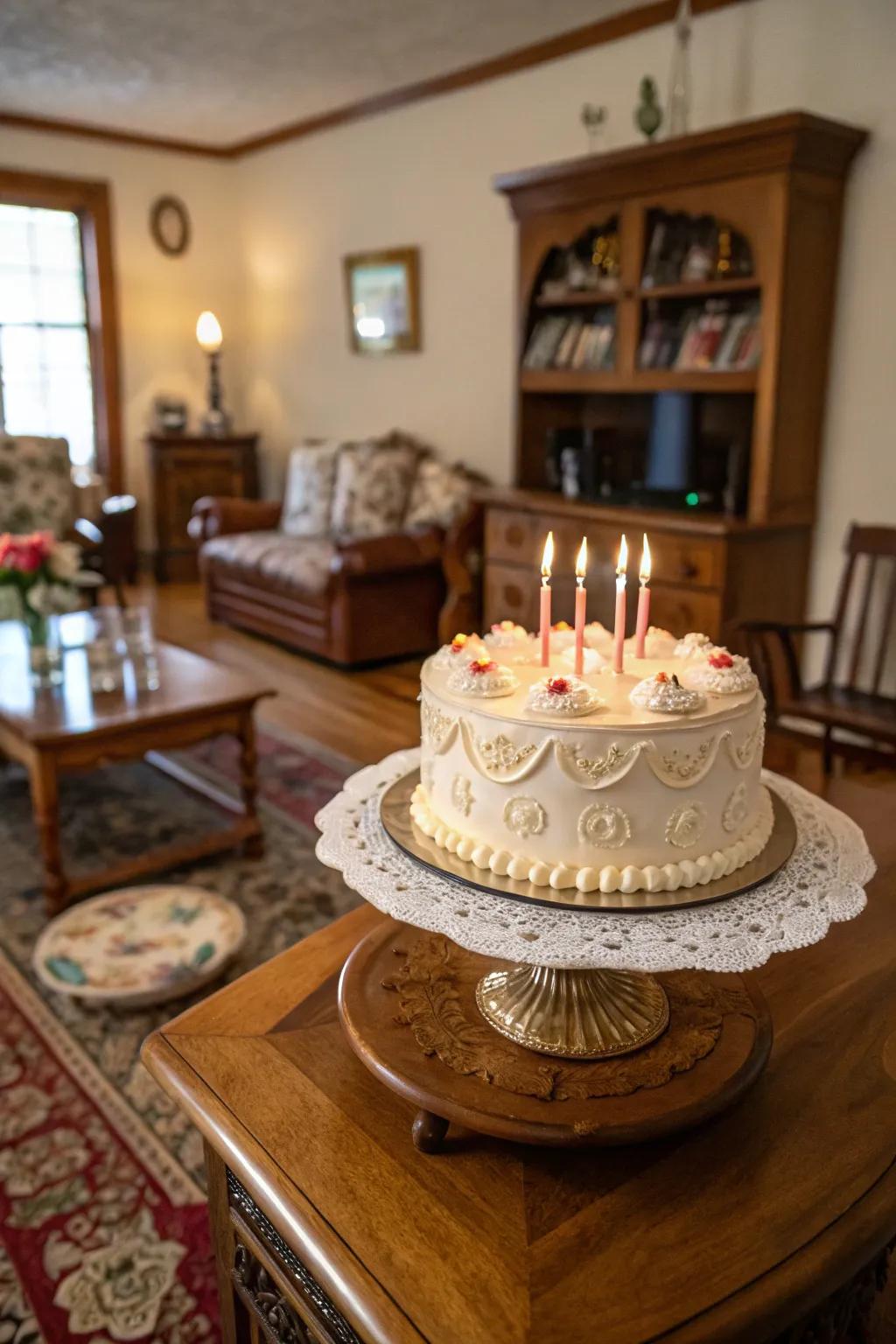 A vintage-inspired cake with timeless elegance.