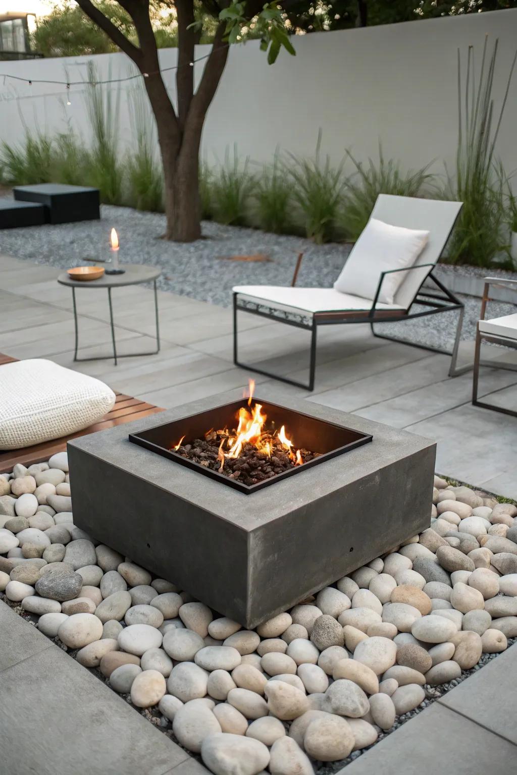 Simple metal fire pits offer a modern aesthetic.