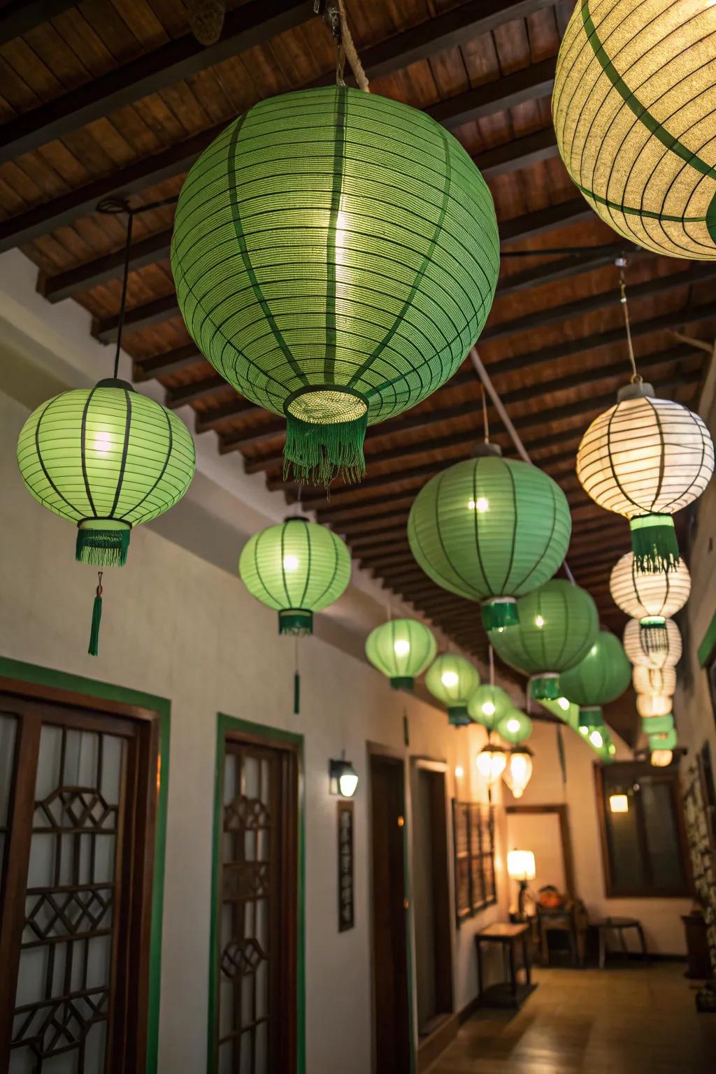 Cultivate an unexpected ambiance through overhead decor.