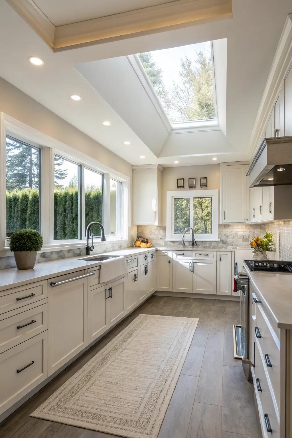 A top piece delivers a neat and organized appearance to elevated kitchens.