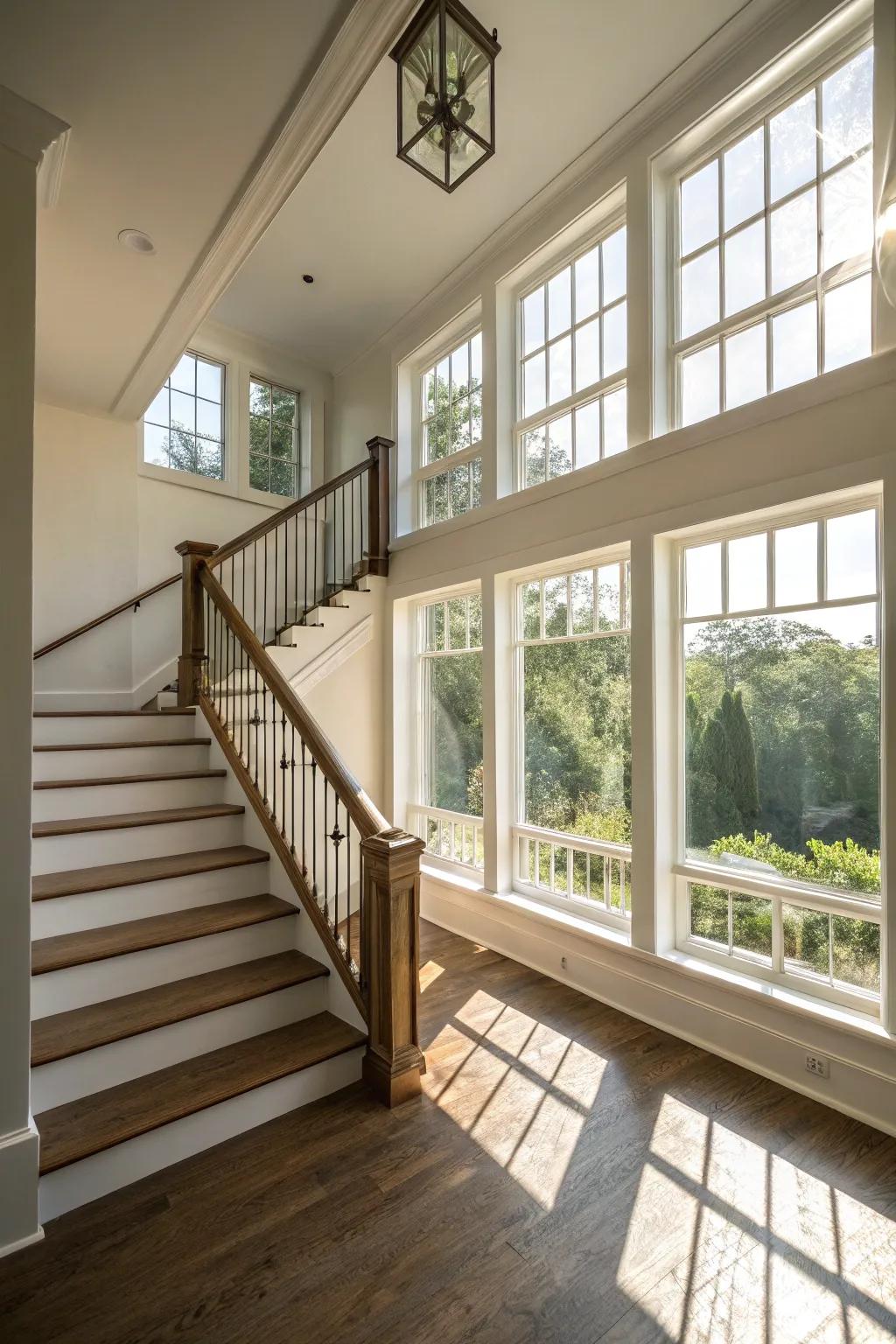 Your stair landing can feel open and inviting with natural light.