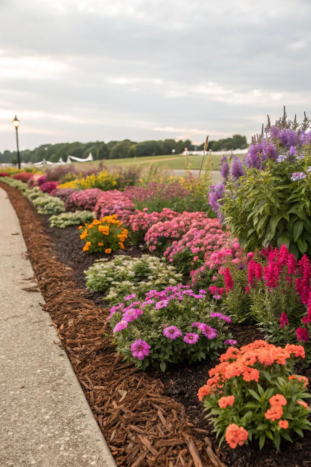 Spotlight your flora with contrasting mulch perimeters.