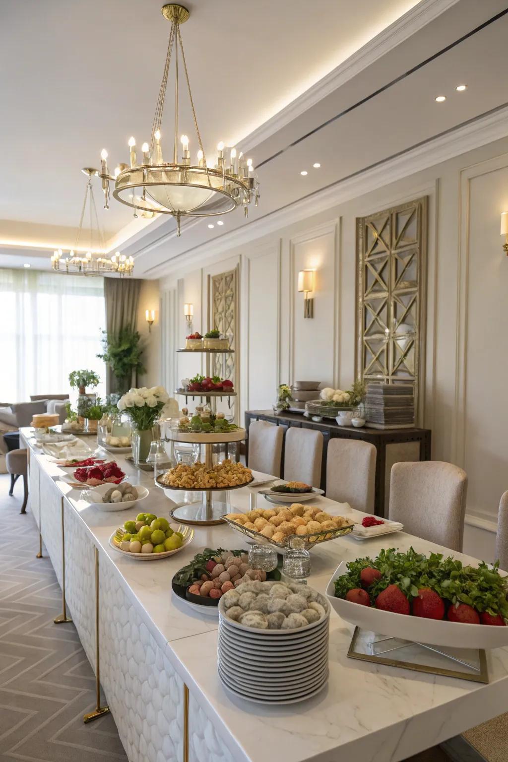 Symmetrical arrangements encourage balance and class.