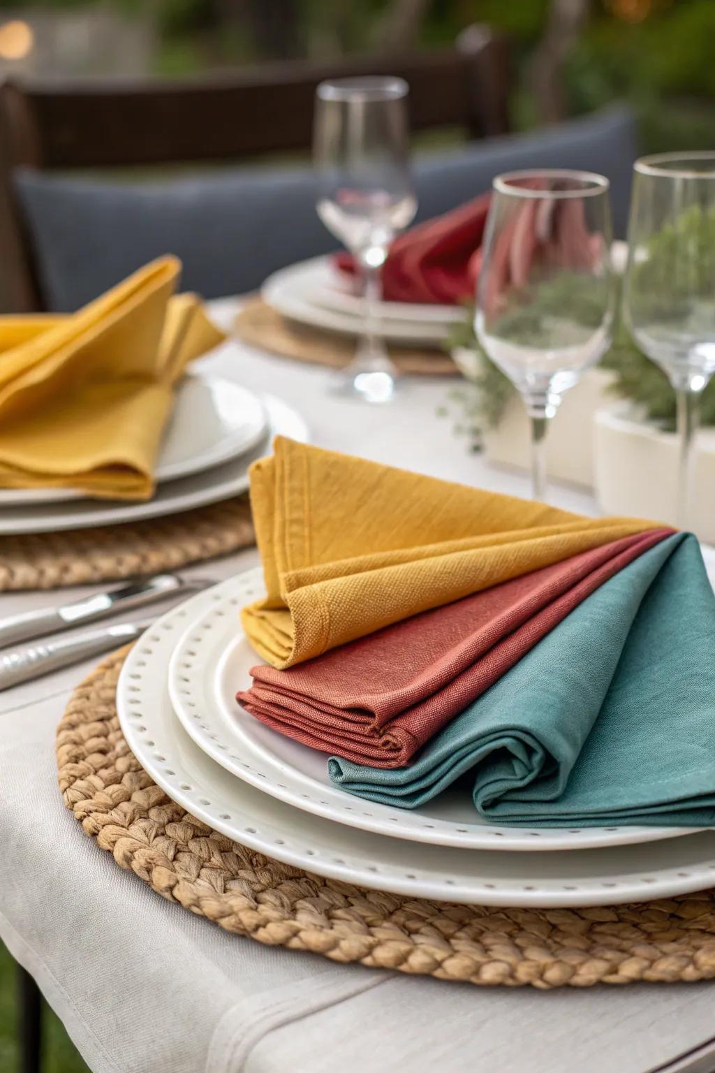 Layered napkins add nuance and elegance.