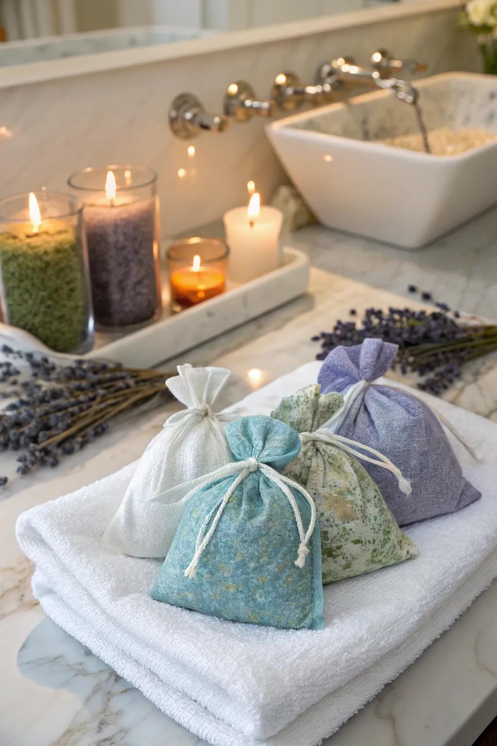 Herbal bathing tea pouches offer a relaxing conclusion to the day.