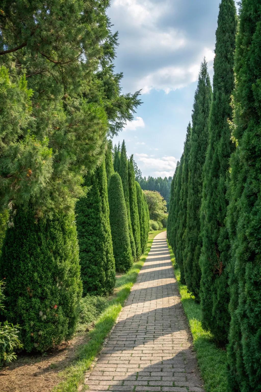 Escort guests with Arborvitae-bordered walkways.