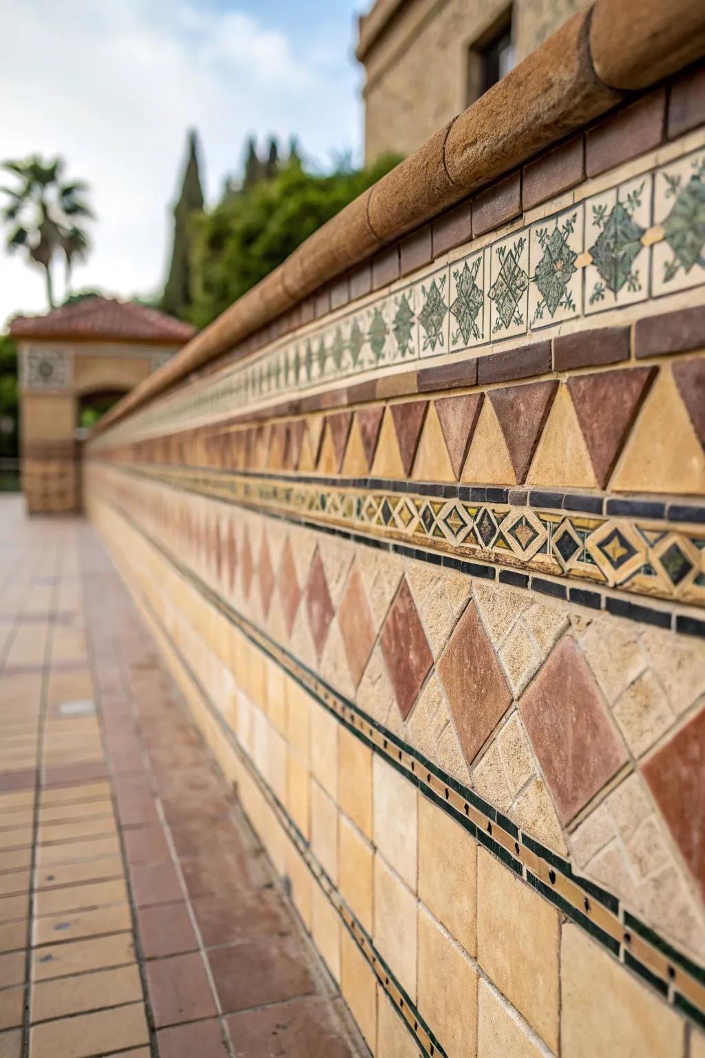 Layered trims provide a unique dimension and appeal to tiled surfaces.