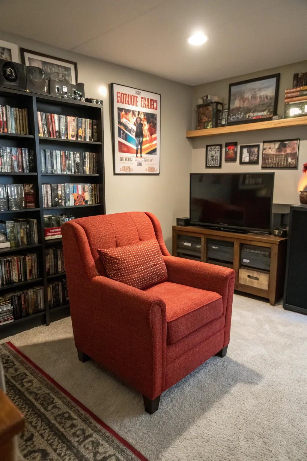 A statement piece like an armchair can anchor a compact personal haven.