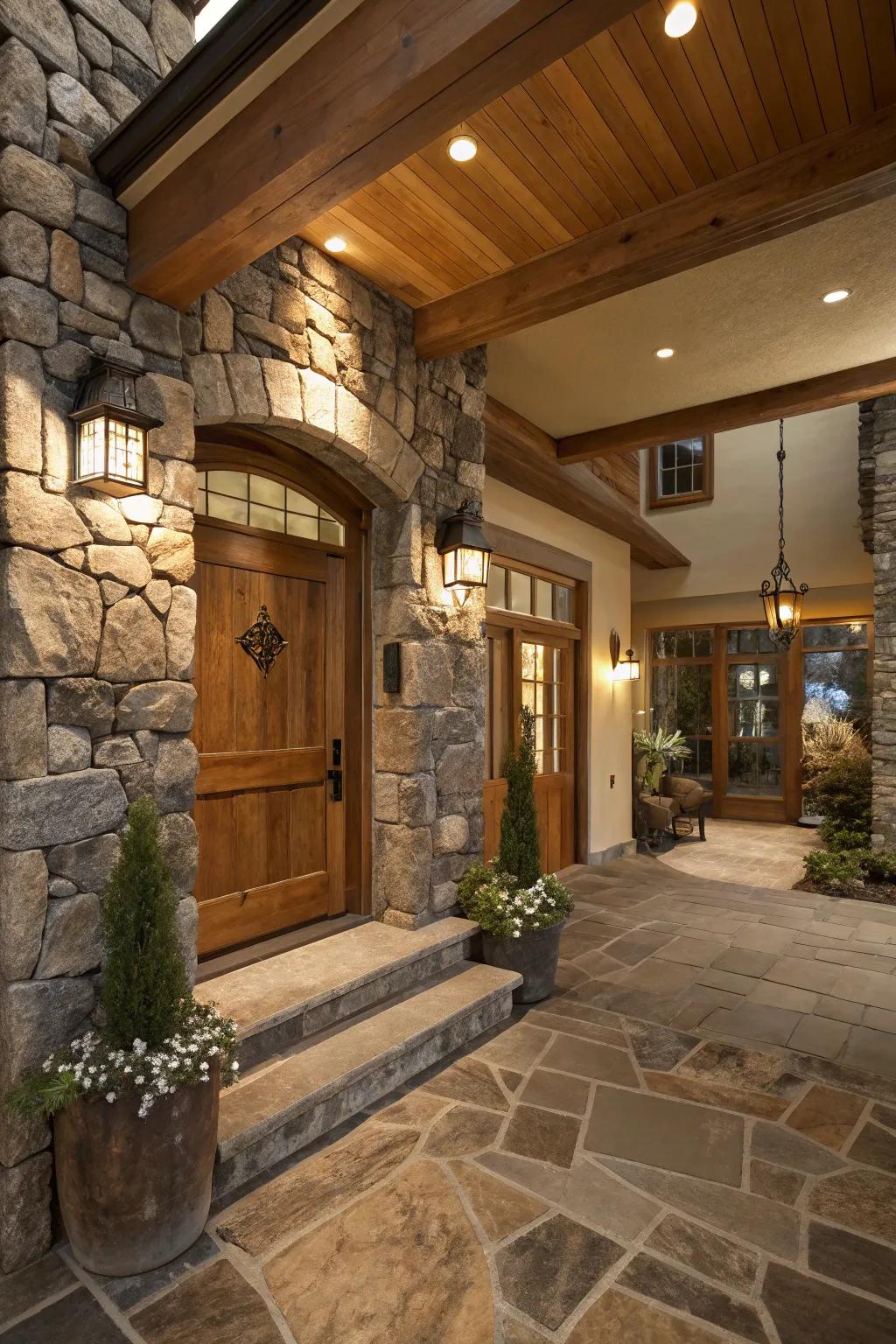 Natural components foster an inviting and grounded ambiance in your entryway.