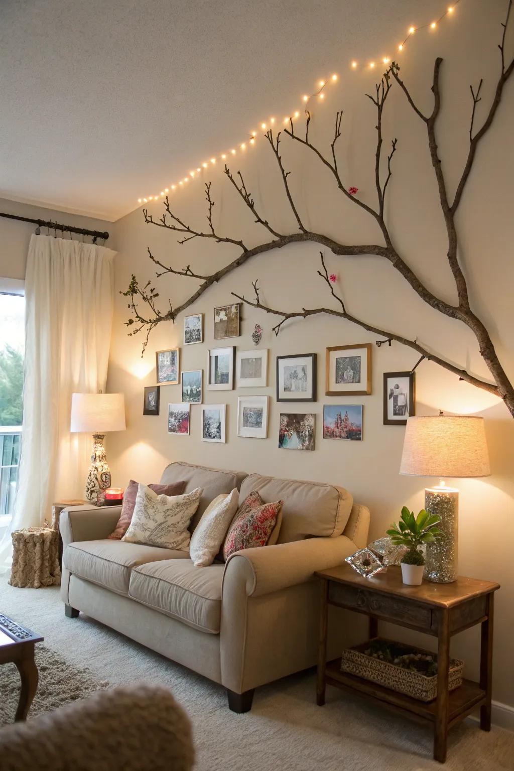 Distinctive branch art presentation intended for personalized photos.