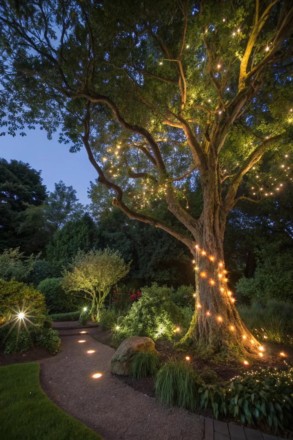 Engaging lighting adds excitement to garden settings.