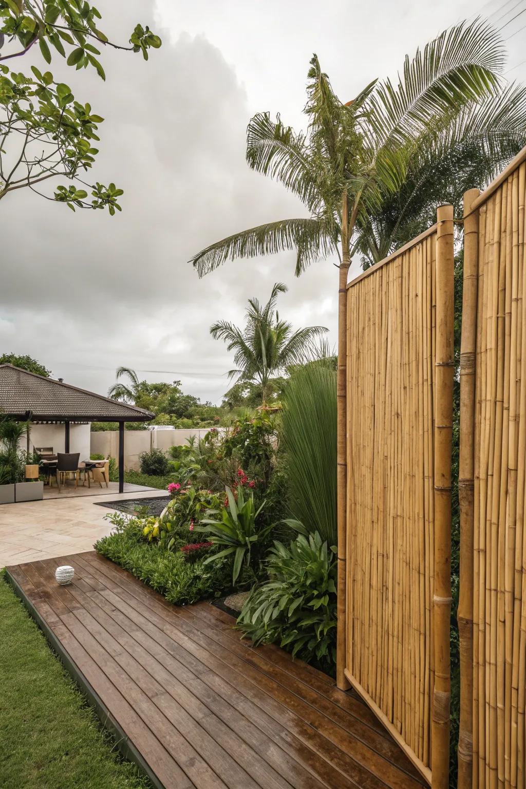 Bamboo contributes an exotic sensation and enhances privacy.