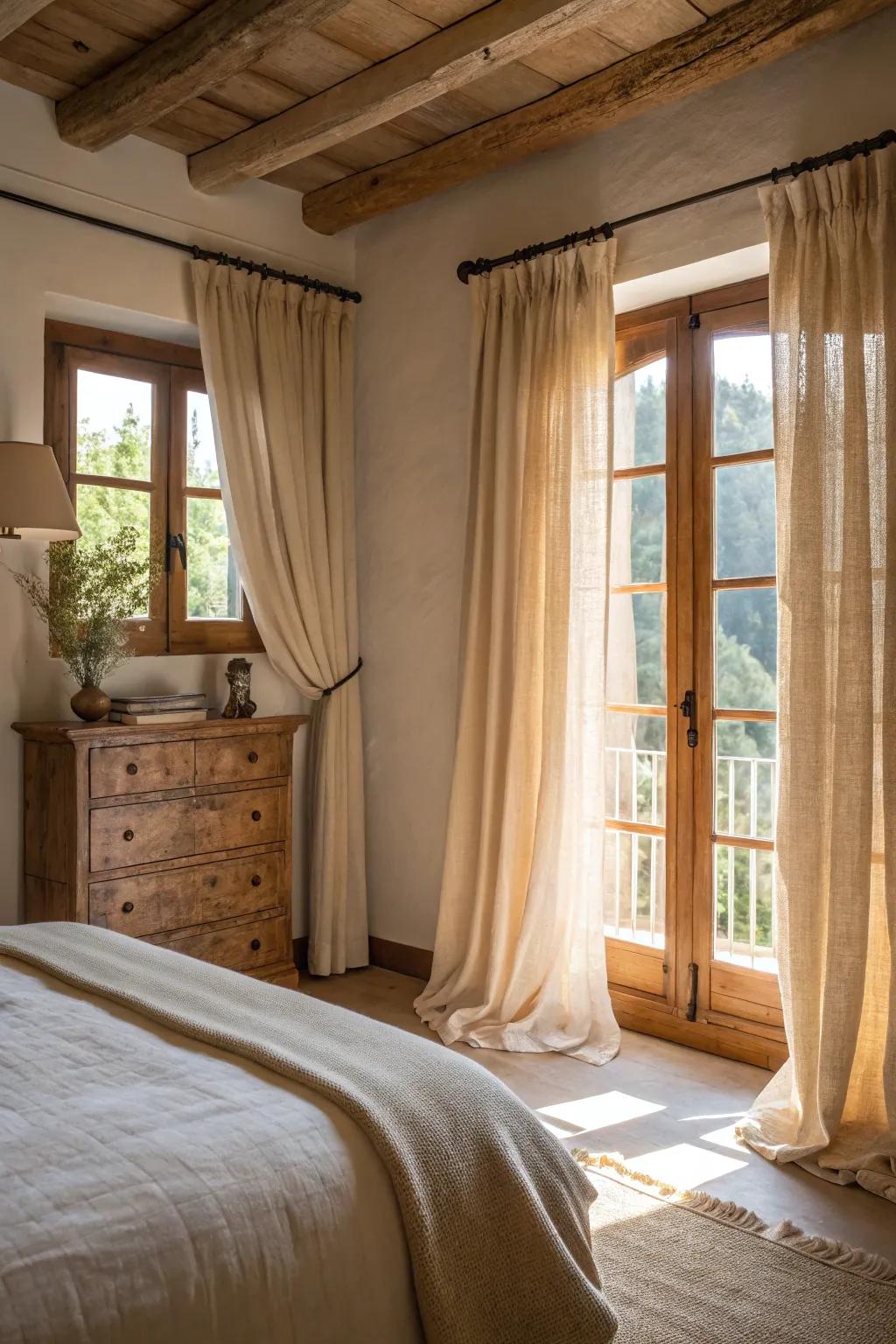 Country window dressings deliver casual elegance and ample light.
