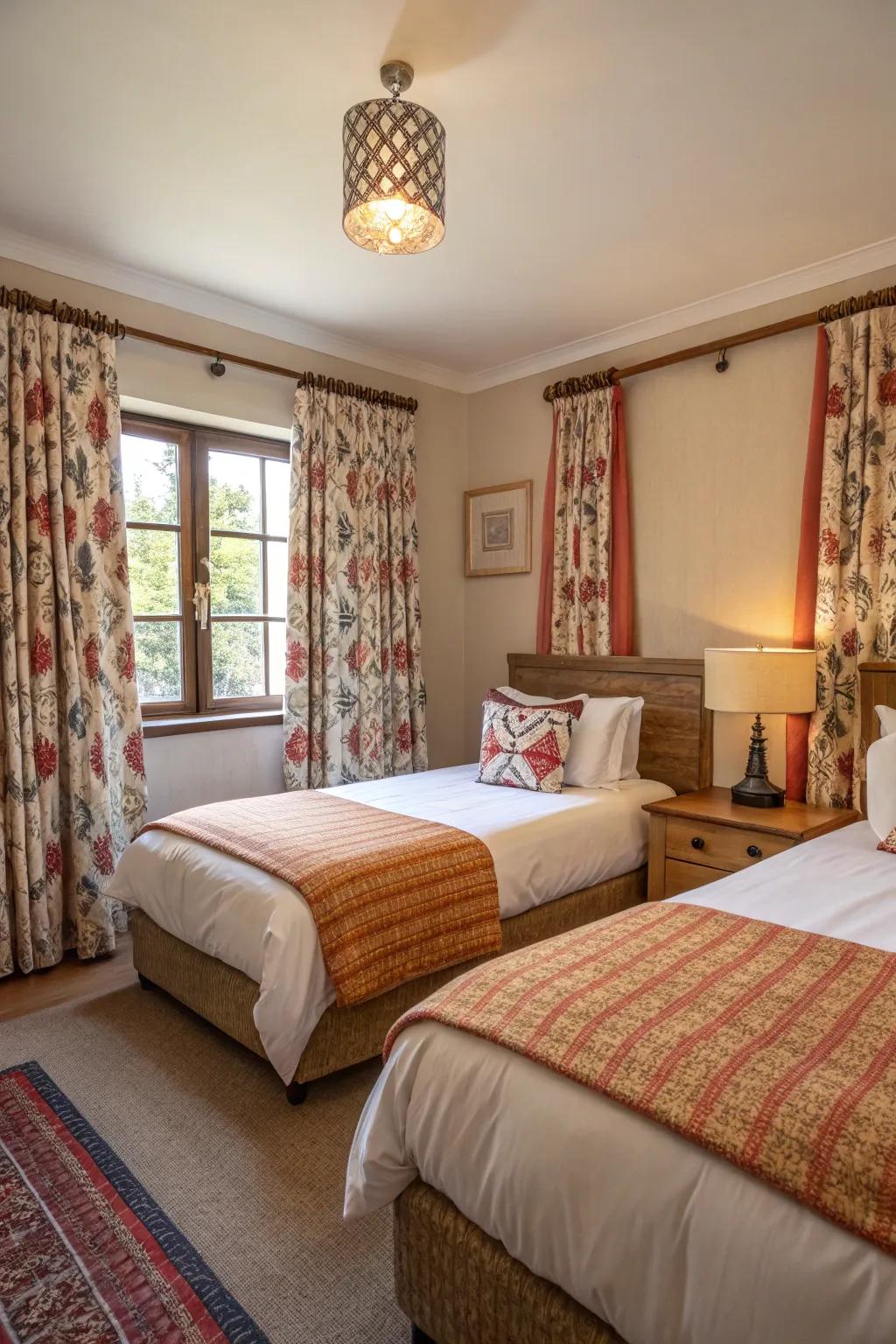 Employing creative curtains offers a chance to amplify the room's aesthetics through a blend of style and character.