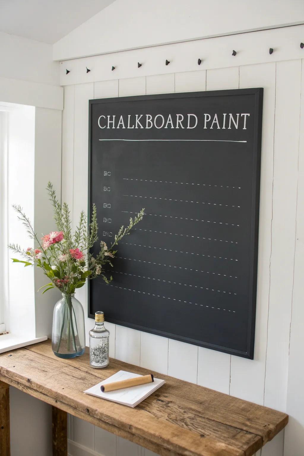 Change your to-do list with a chic chalkboard bulletin board, where simplicity meets creativity.
