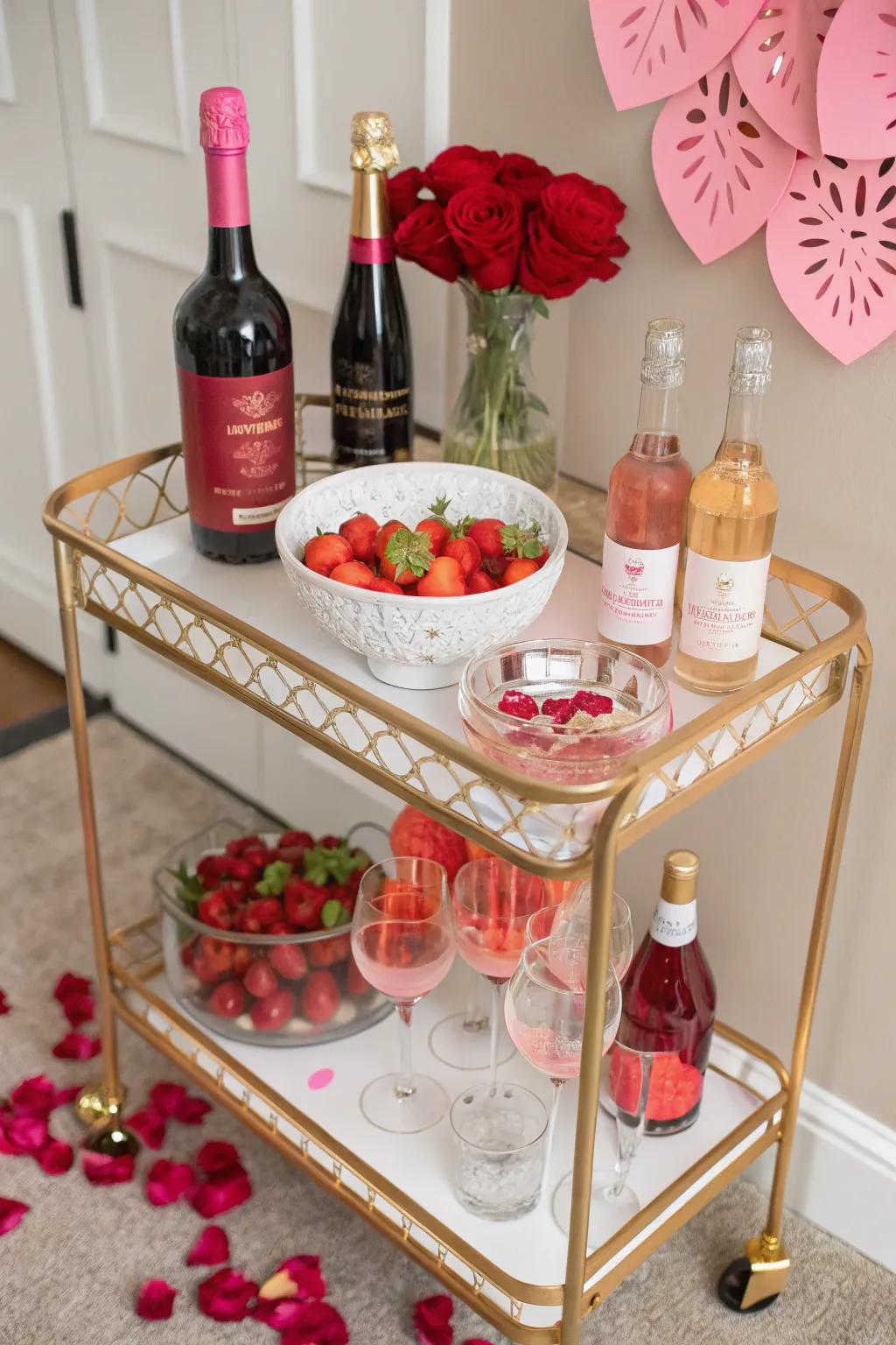 Valentine's themed beverage station