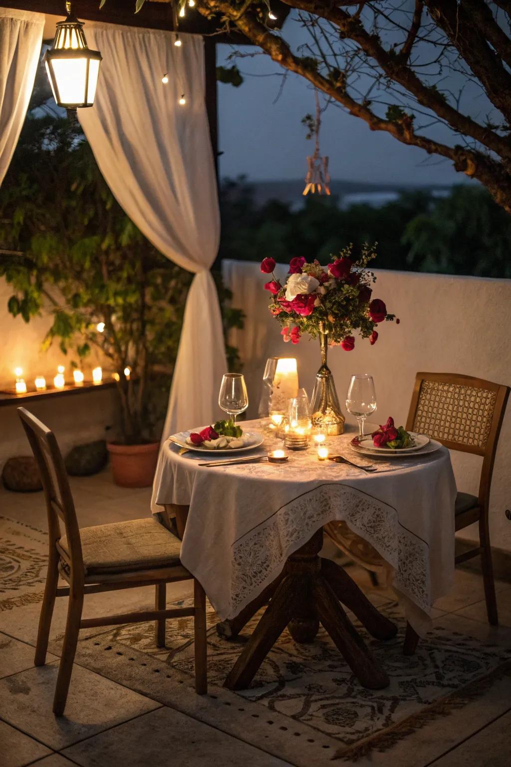 An intimate dining space adds a snug accent to your Valentine's evening.