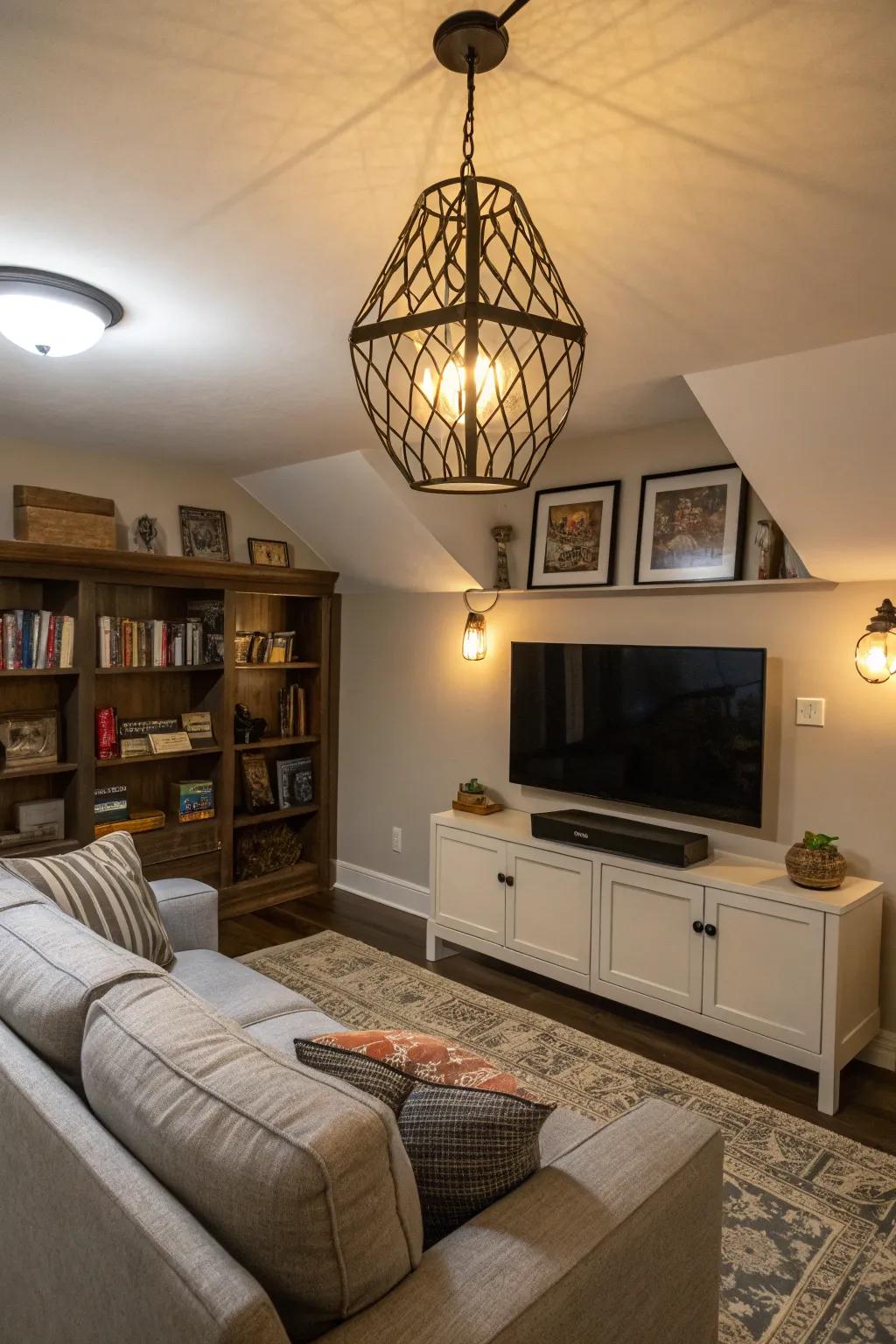 A statement light fixture infuses a focal point and style