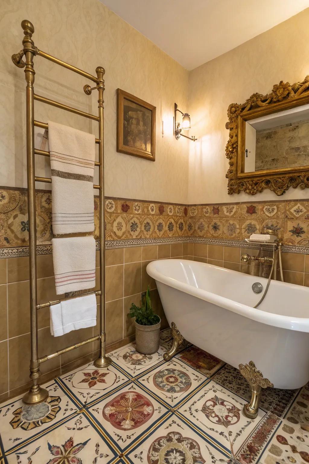 Bronze towel mounts merge function with panache.