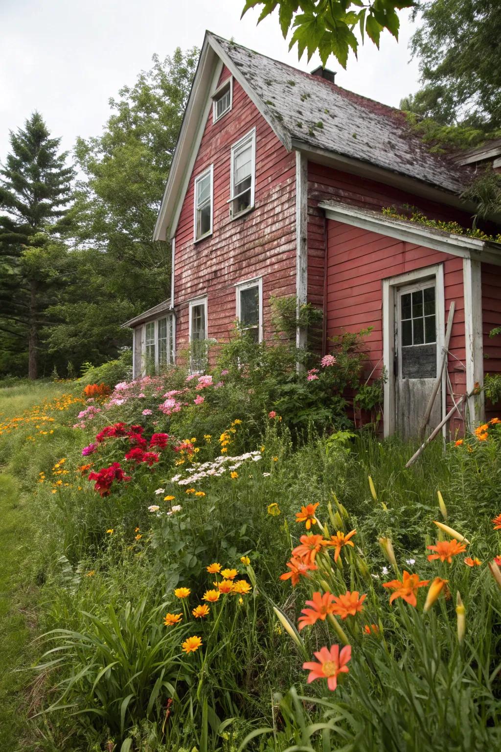 Weathered red cladding brings vintage charm and nostalgia.
