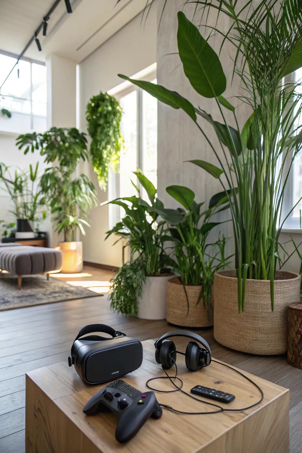 Bring nature into your tech space by adding some plants.