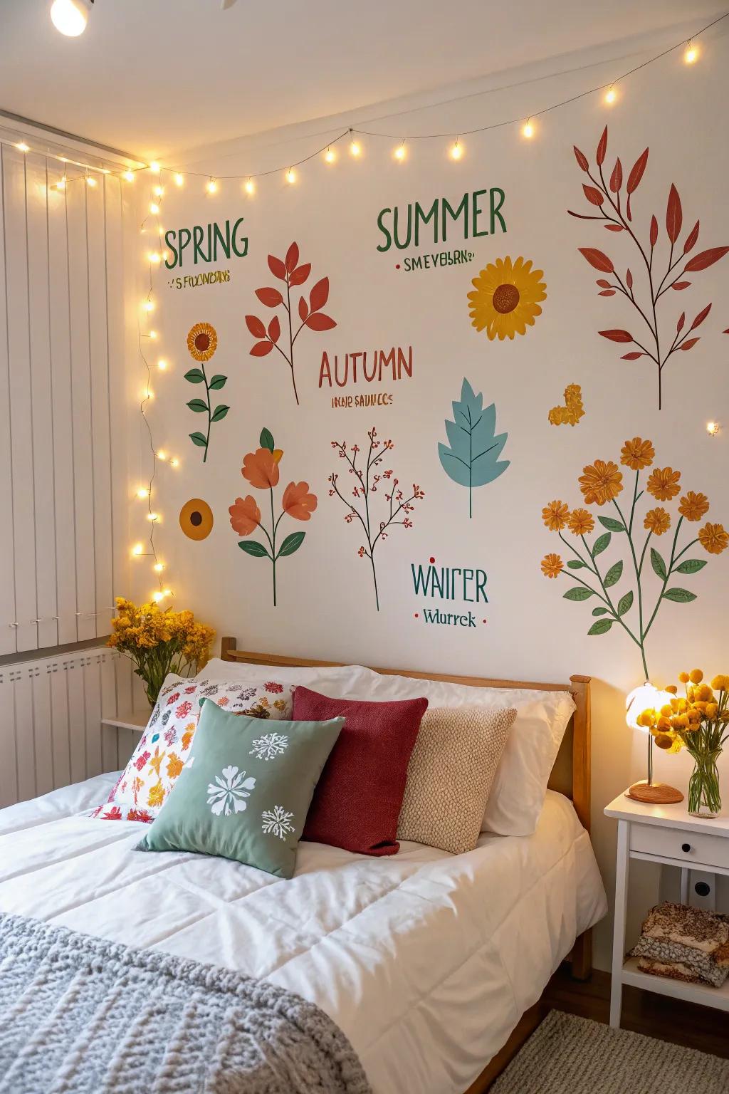 Changing of the Seasons appliqués keep this bedroom's decor fresh and exciting.