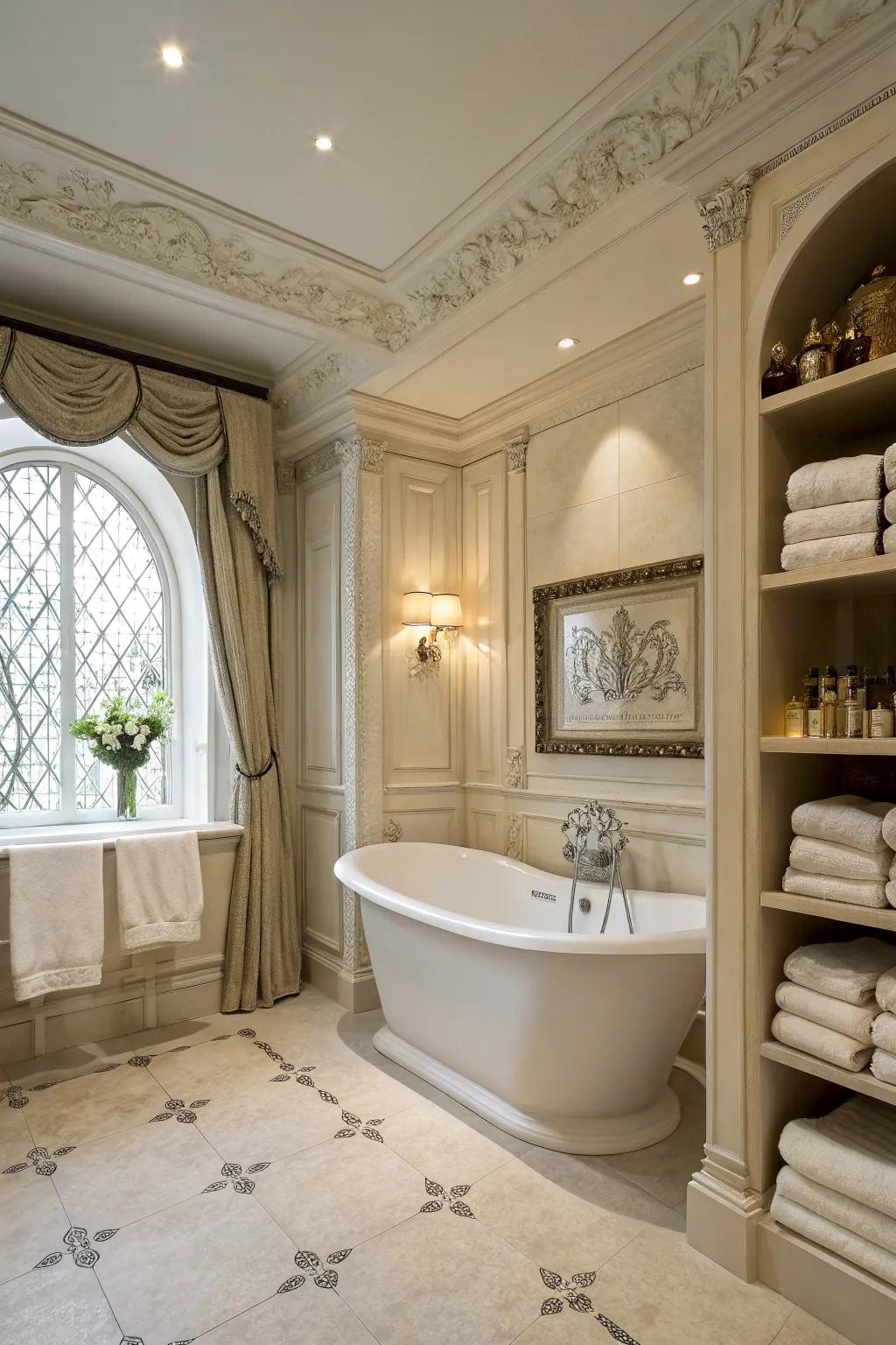 Transform a bathroom with luxurious moldings.