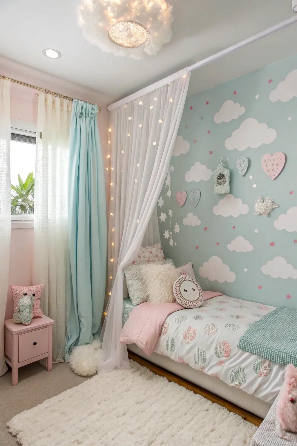 Clouds impart a dreamy and serene feeling to a room.