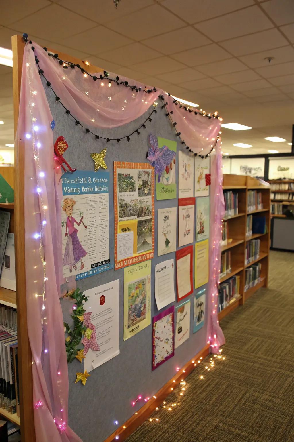 An enchanted reference library board to spark a fondness for education and thoughts.
