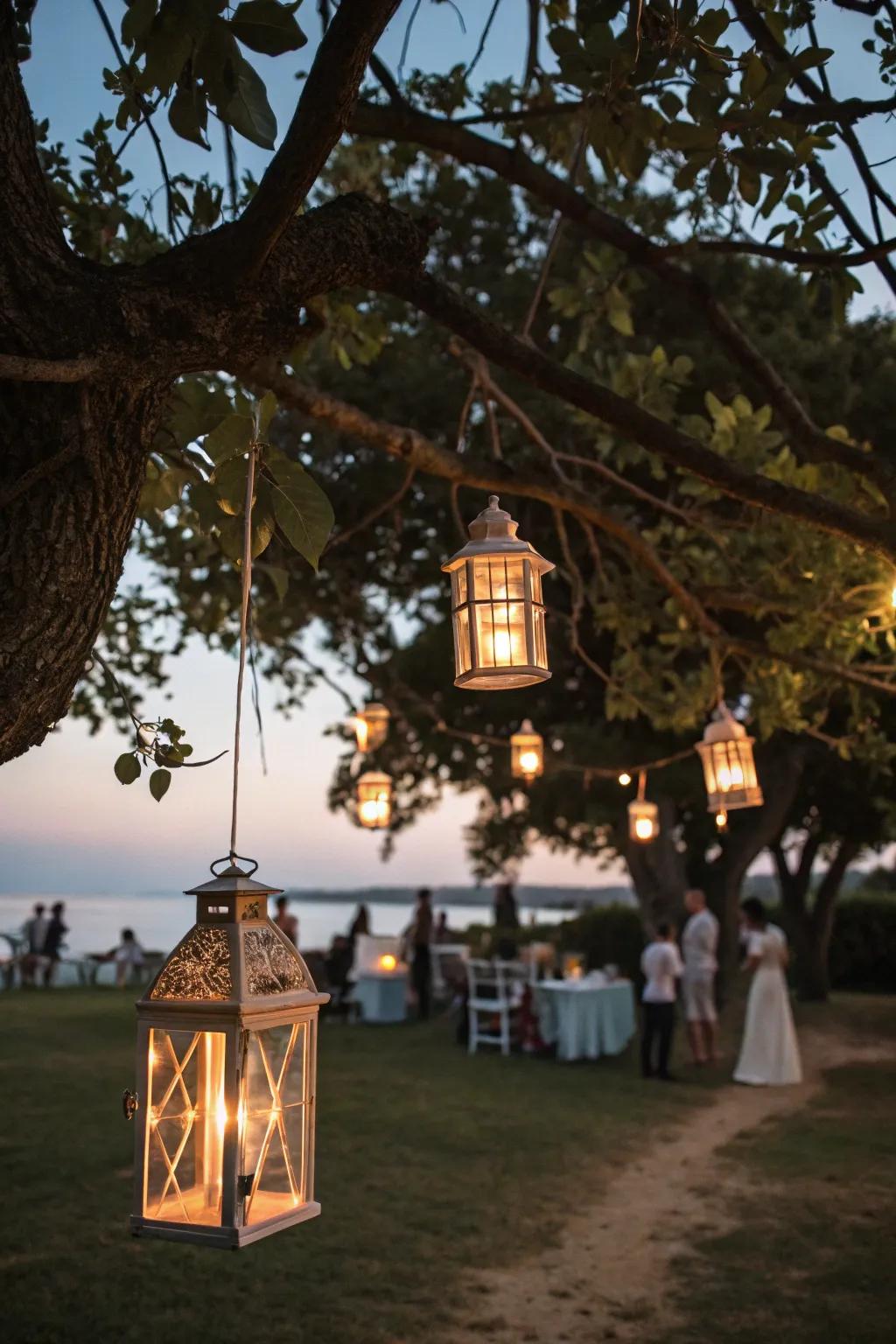 Retro lamps shine a welcoming, cozy radiance.