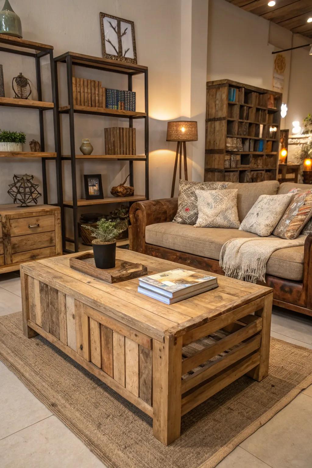 Reclaimed wood adds history and sustainability to your decor.