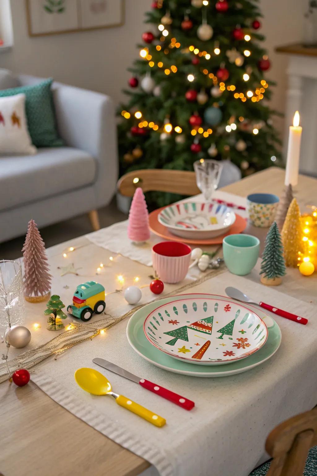 A playful and elegant table setting for the holiday season