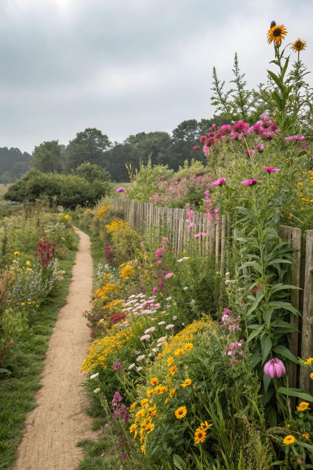An organic privacy partition, crafted from tall, luxuriant wildflowers.