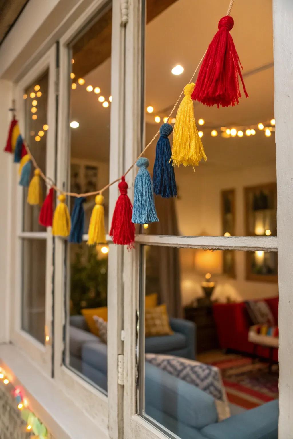 Add a playful touch with colorful fringe decorations.