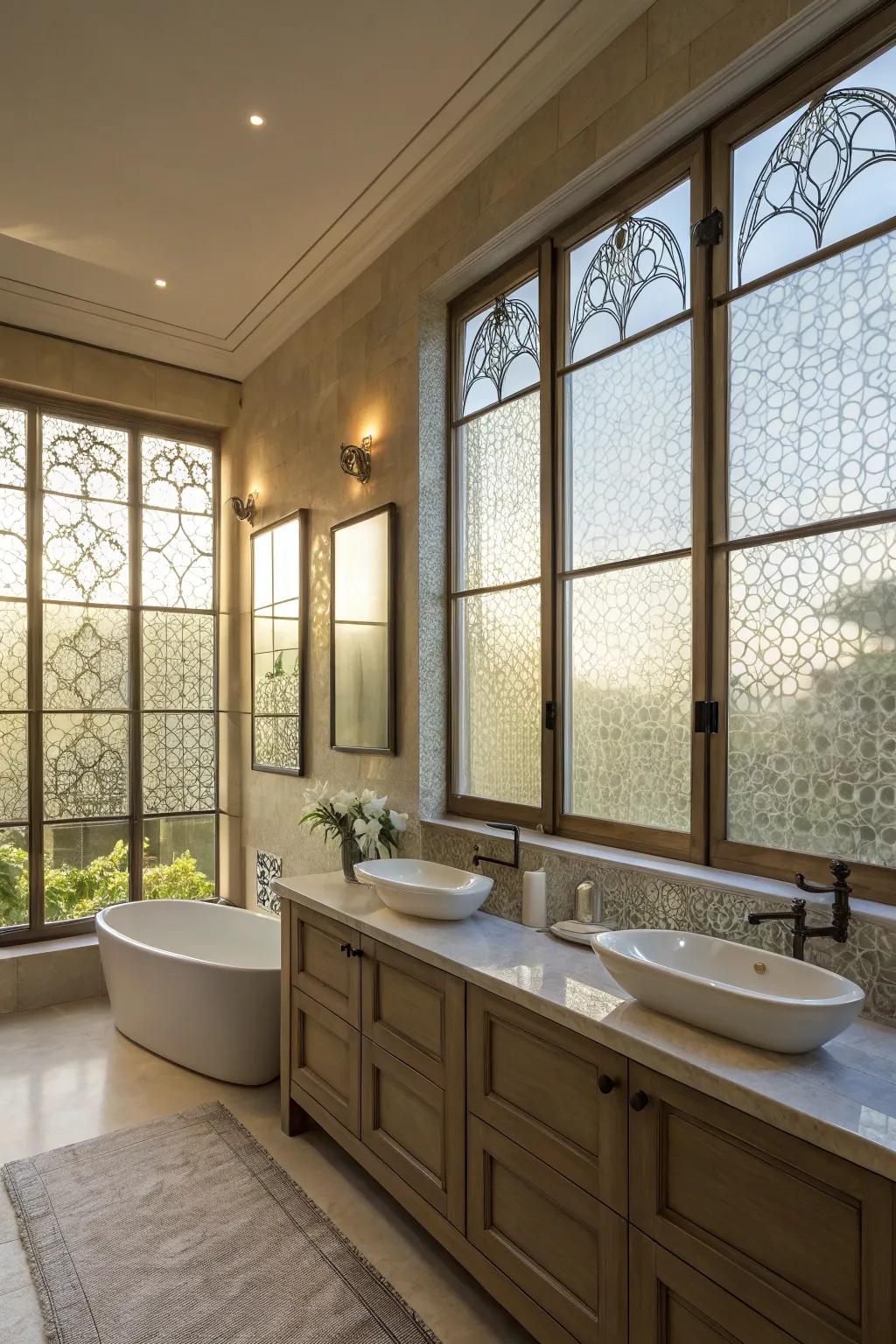 Grainy glass appends artistic seclusion.