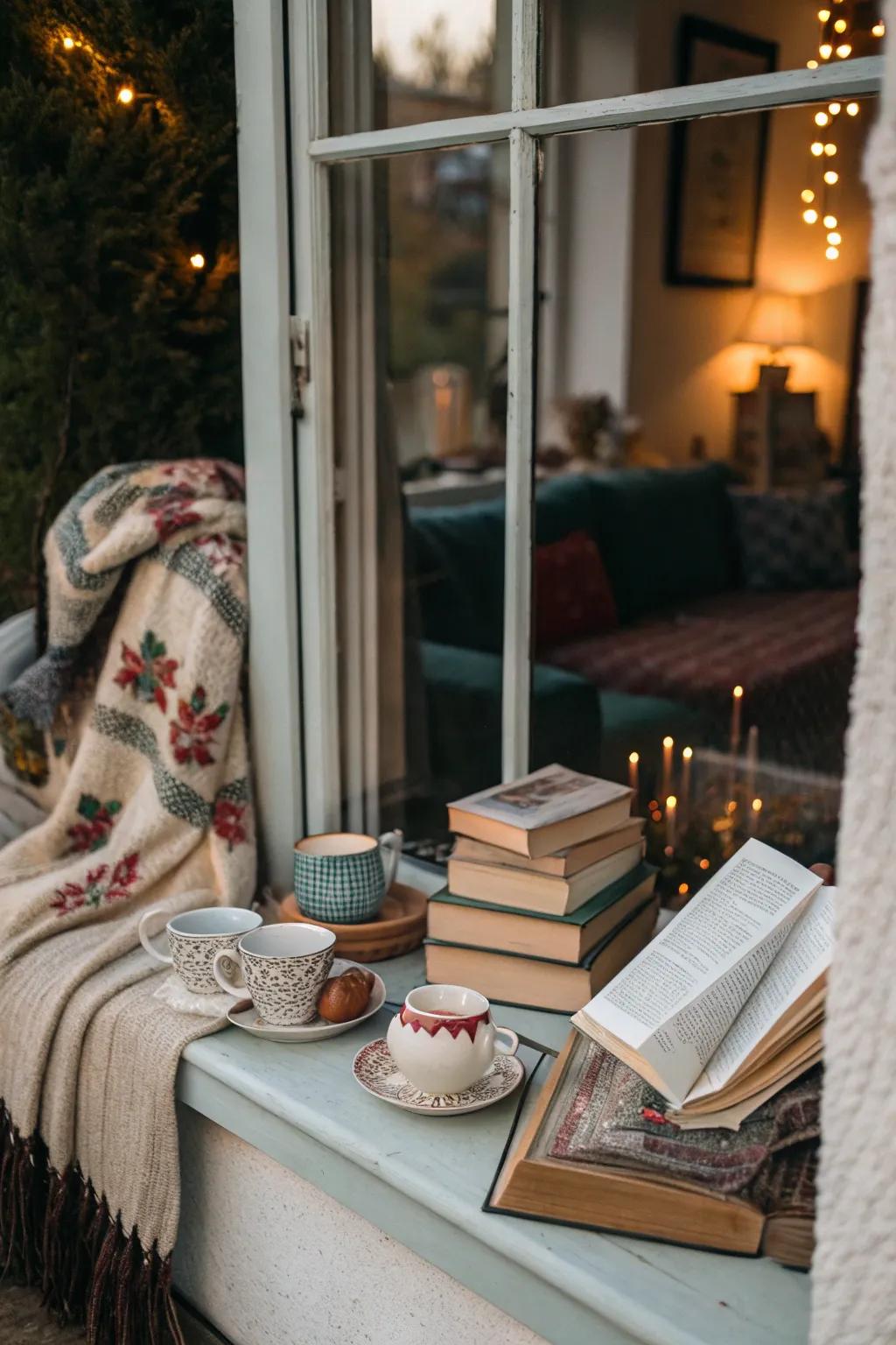 Everyday items create a welcoming and relatable window display.