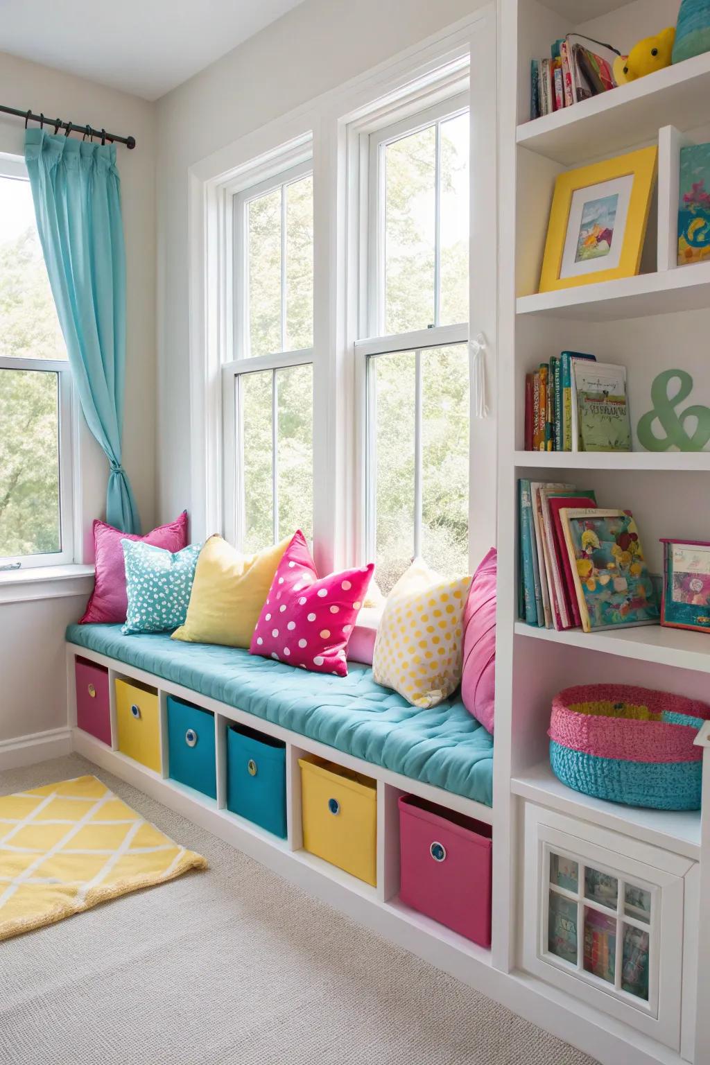 A fun window nook for kids to enjoy.