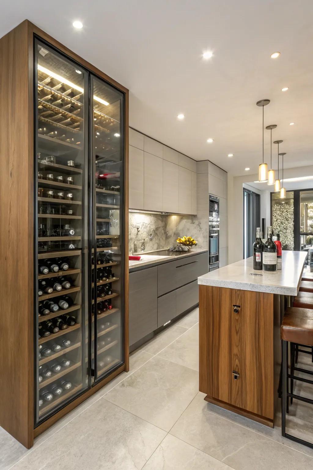 Wine storage columns maximize the use of compact areas.