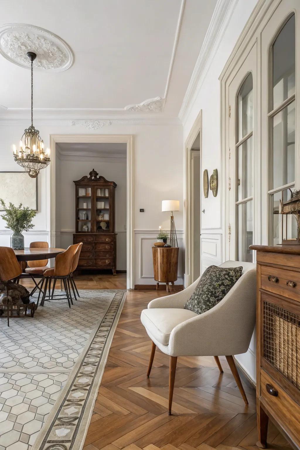 Blending vintage and modern elements in transitions yields a timeless charm.