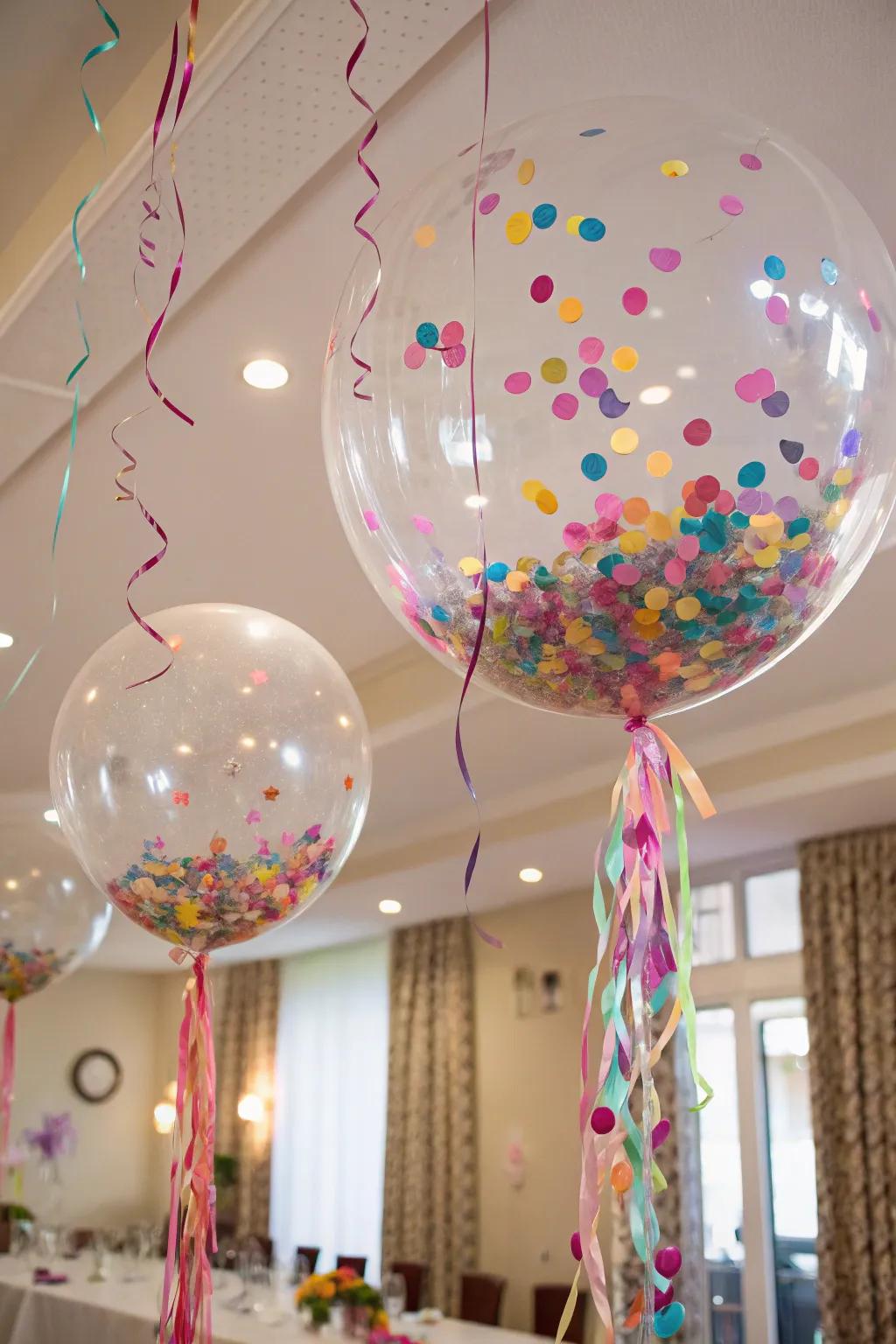 Incorporate a burst of hue using massive paper bit air balls.