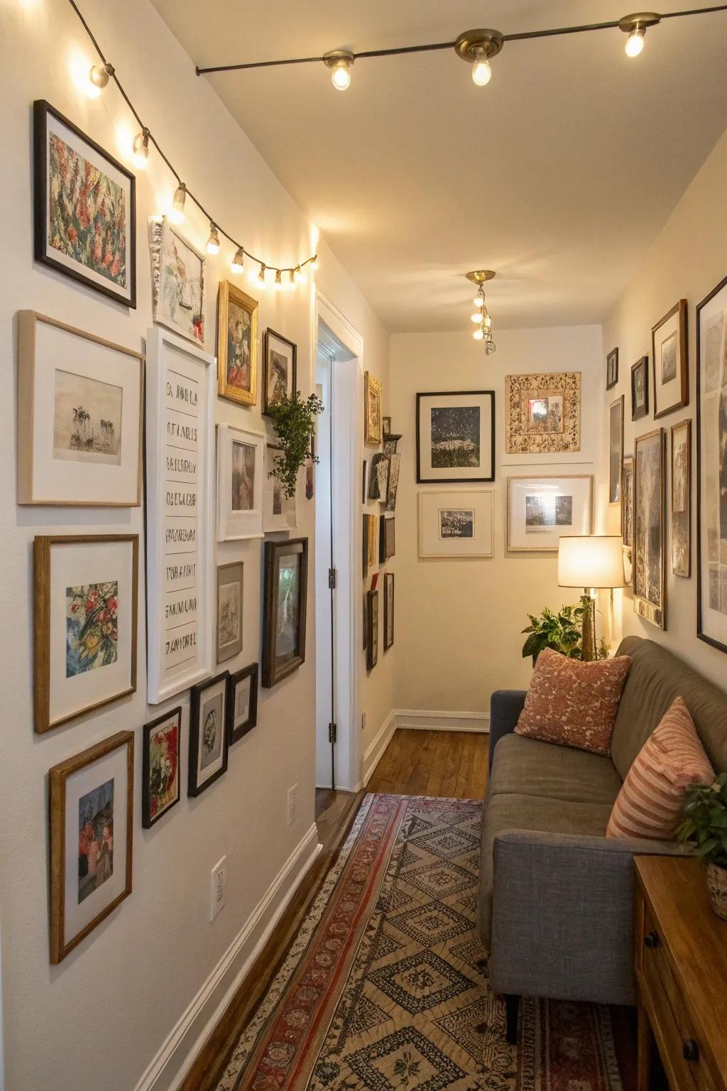 You can add more personality to small spaces using a gallery wall.