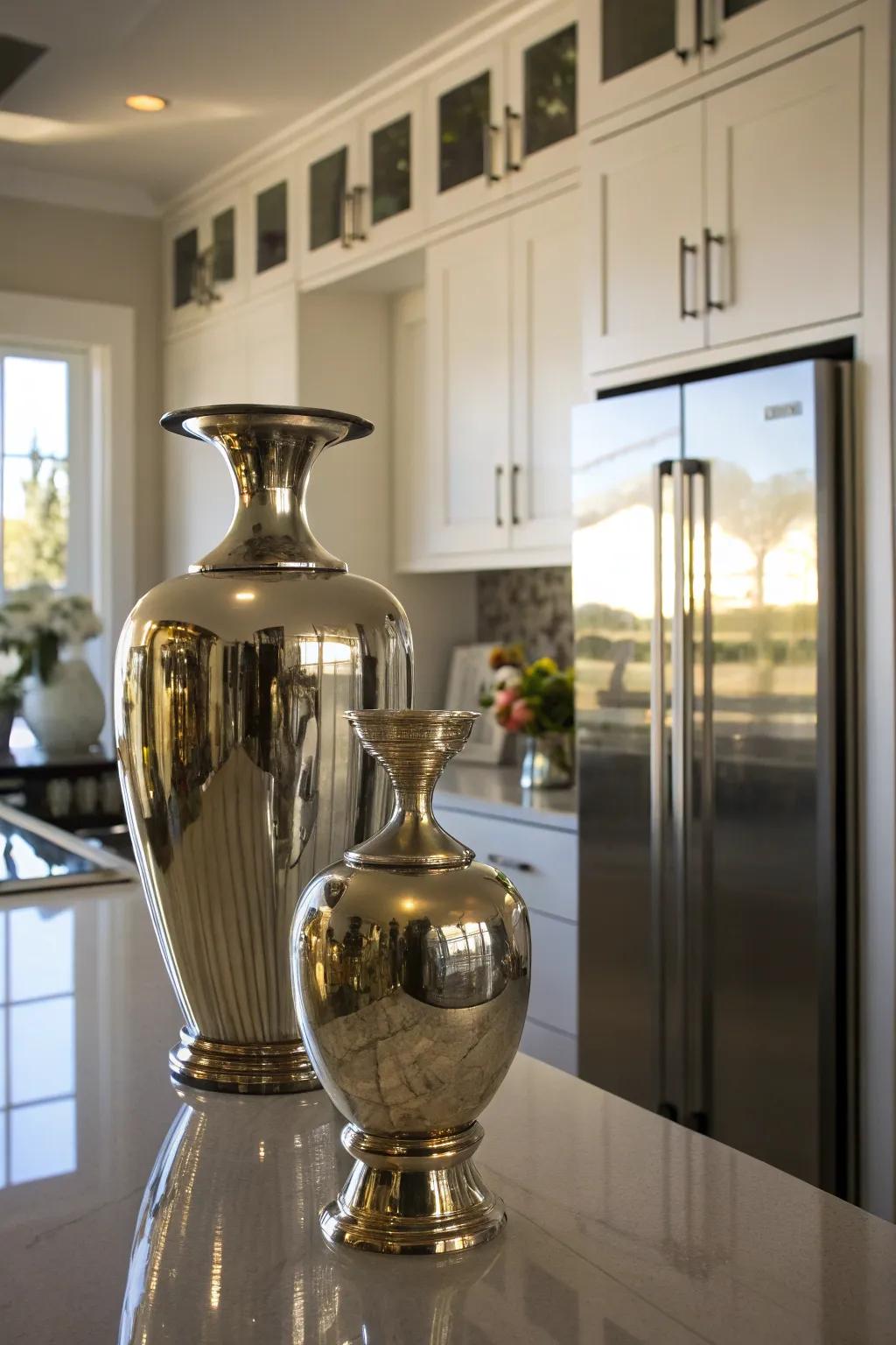Shiny things add modern class to your kitchen.