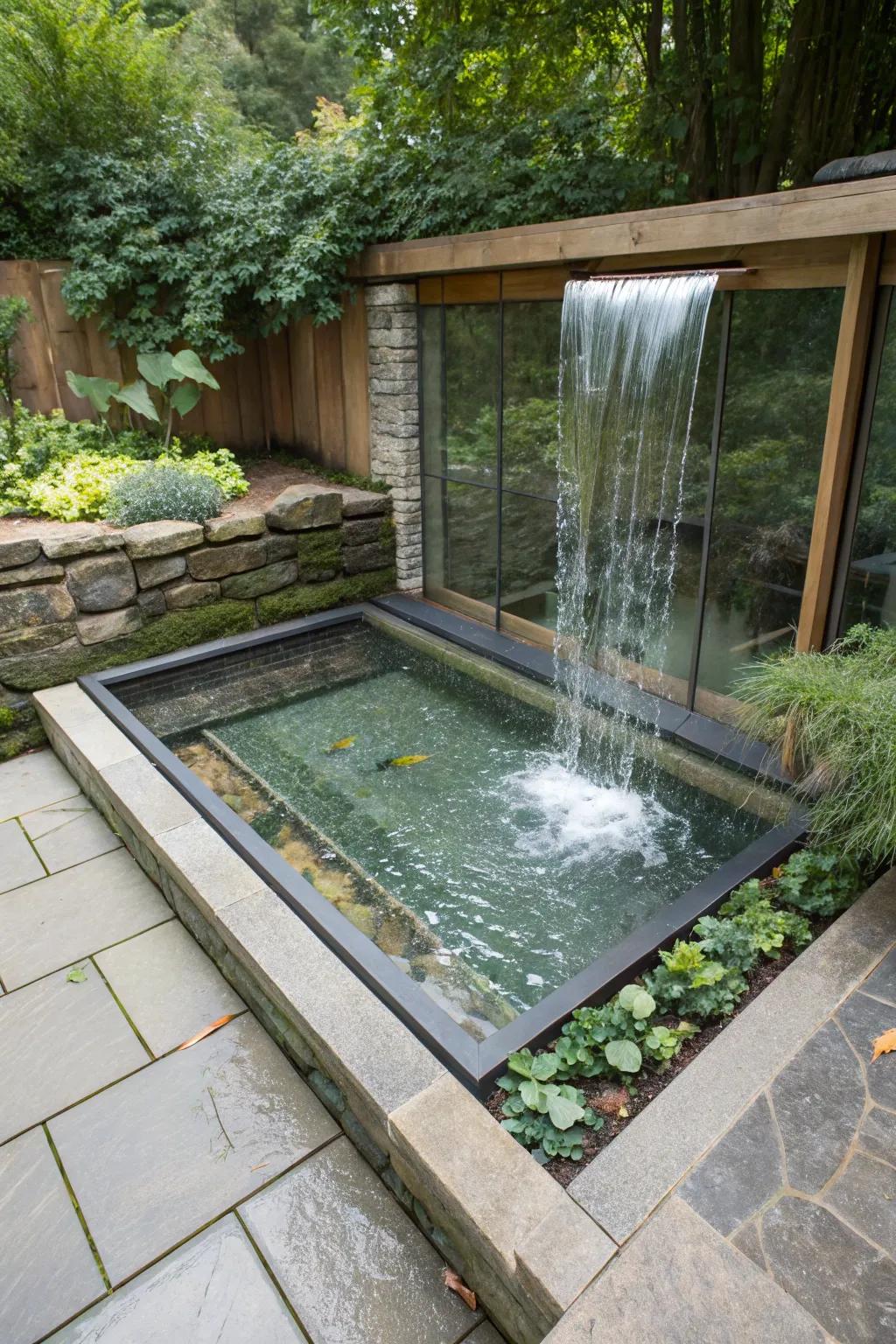 See-through sections offer an engaging peek into this pond&rsquo;s underwater realm.