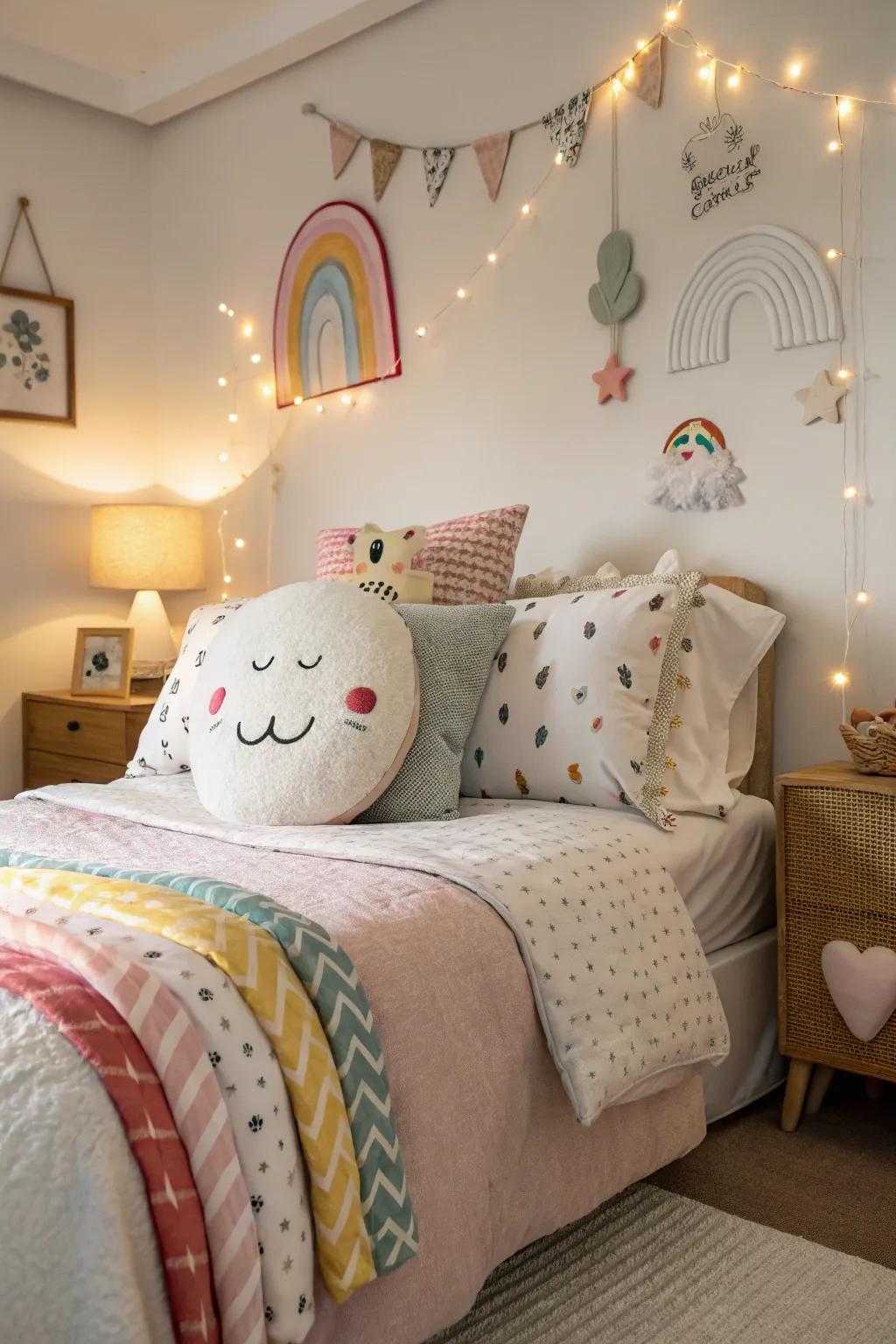 Fantastical ornamentation contributes playful allure.