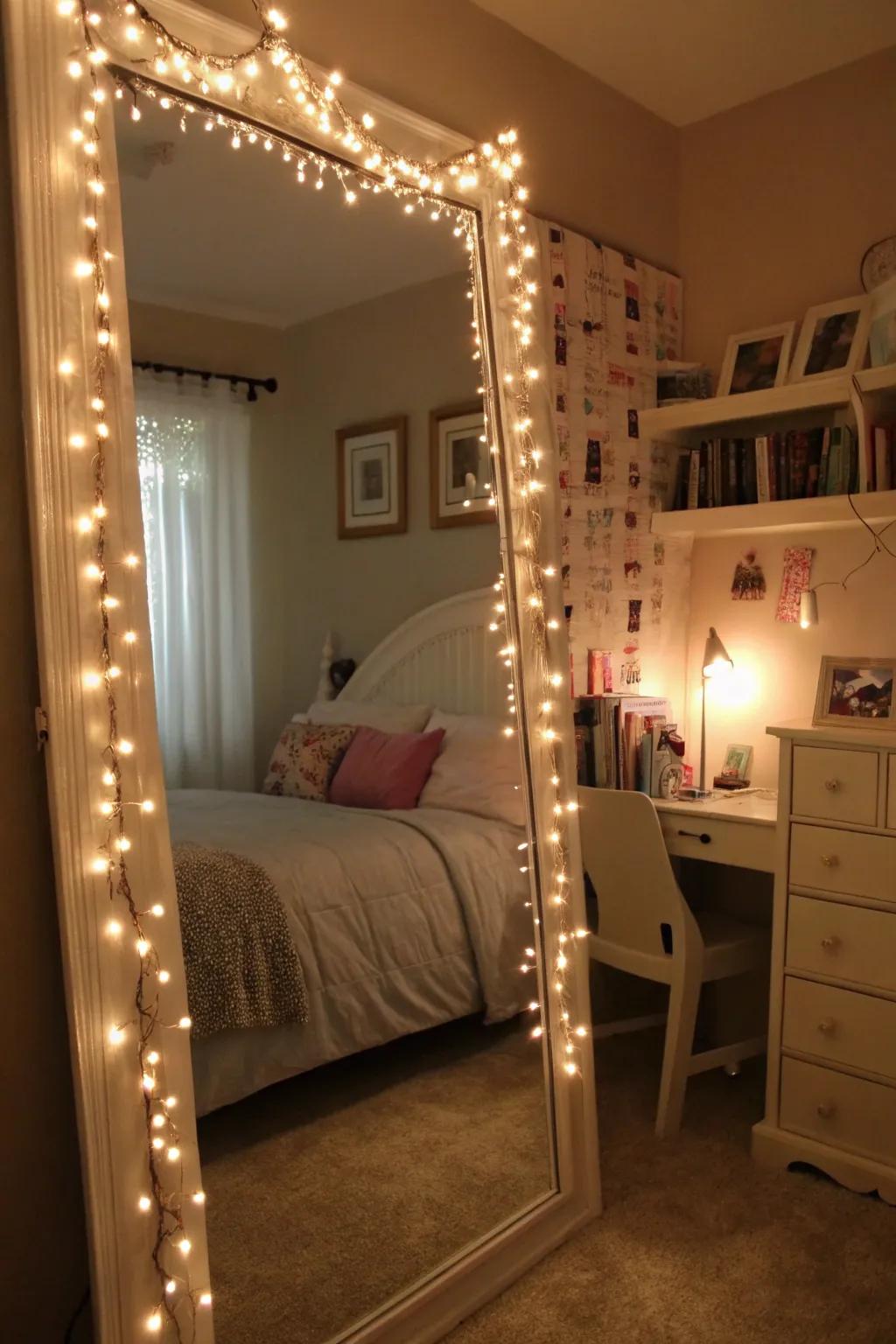 Fairy lights introducing a magical sparkle to the room.